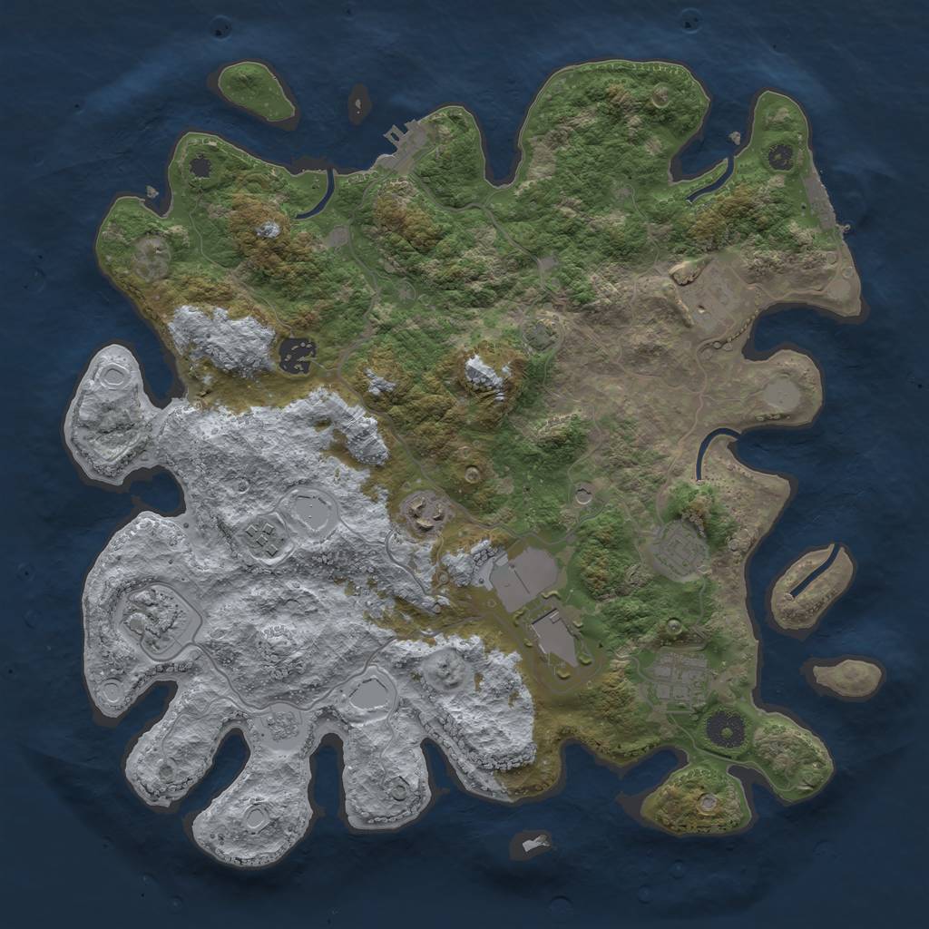 Rust Map: Procedural Map, Size: 3650, Seed: 45907029, 16 Monuments