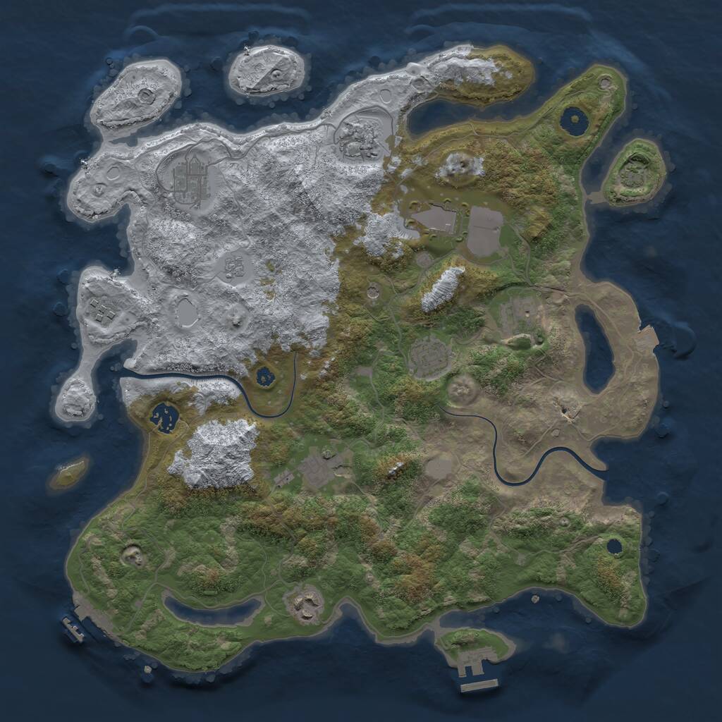 Rust Map: Procedural Map, Size: 3900, Seed: 85509401, 15 Monuments