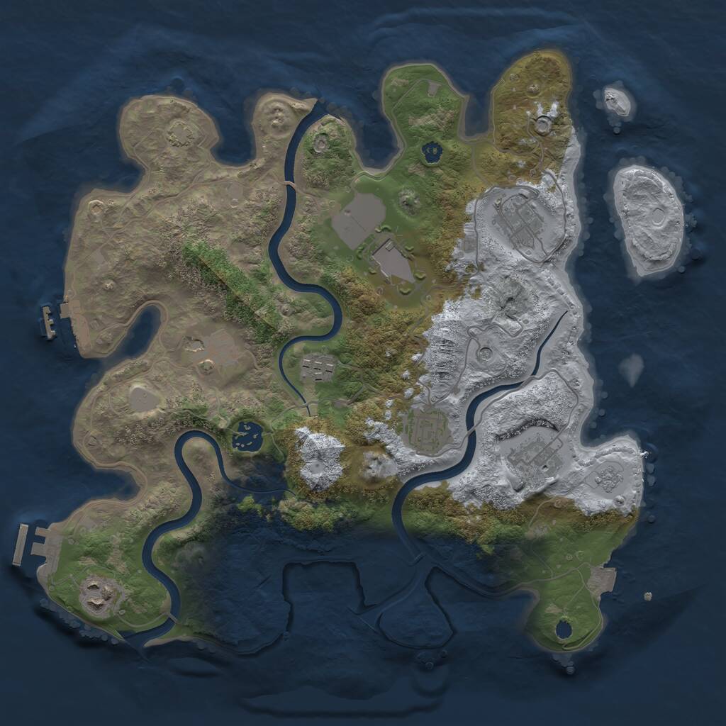 Rust Map: Procedural Map, Size: 3500, Seed: 7040, 14 Monuments