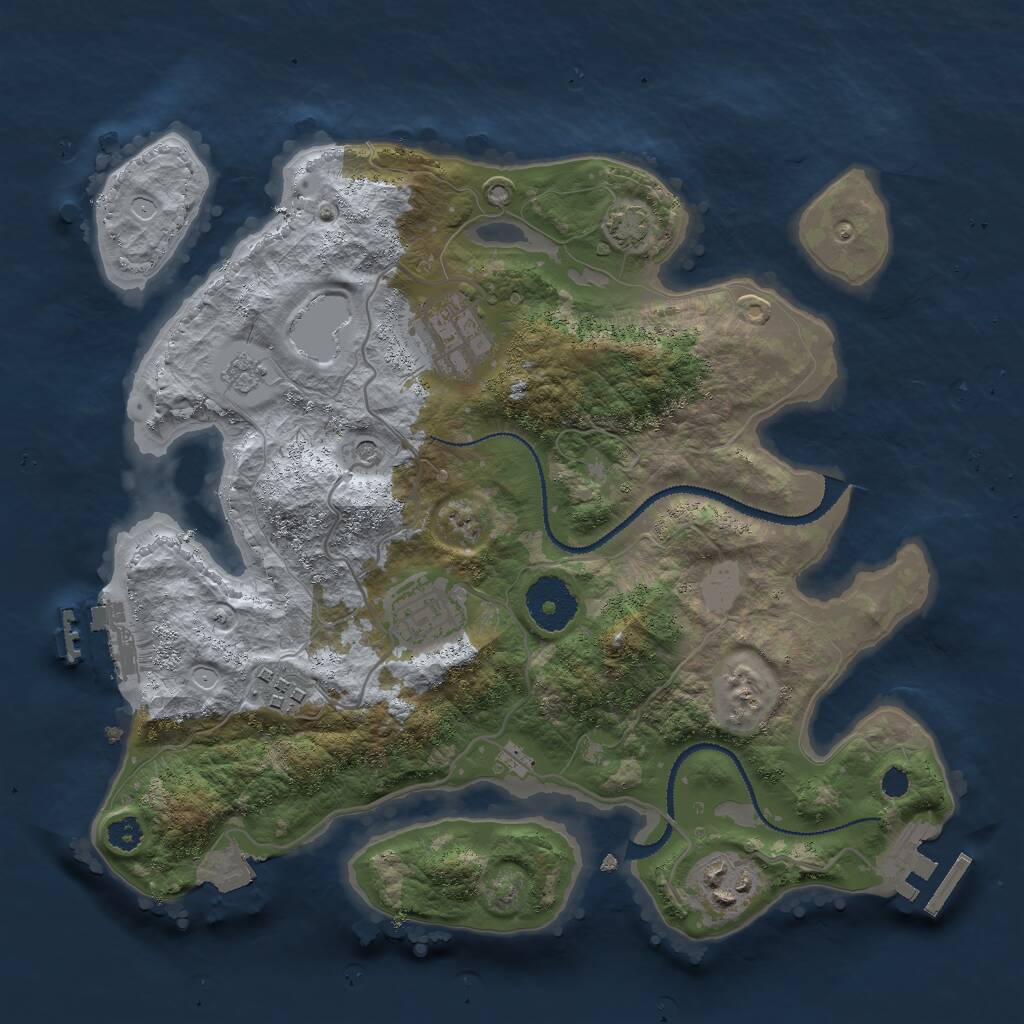 Rust Map: Procedural Map, Size: 3000, Seed: 21683, 10 Monuments