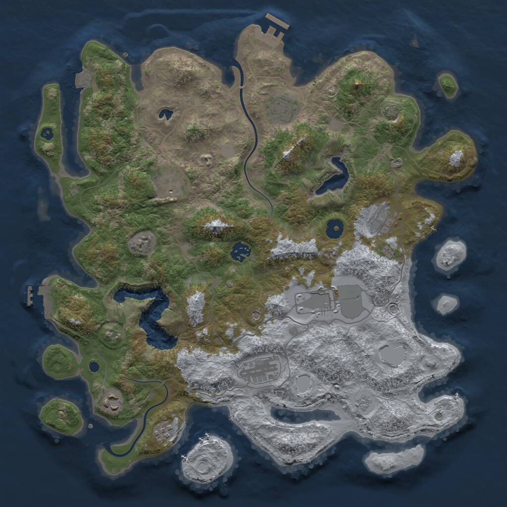 Rust Map: Procedural Map, Size: 4000, Seed: 19056379, 14 Monuments