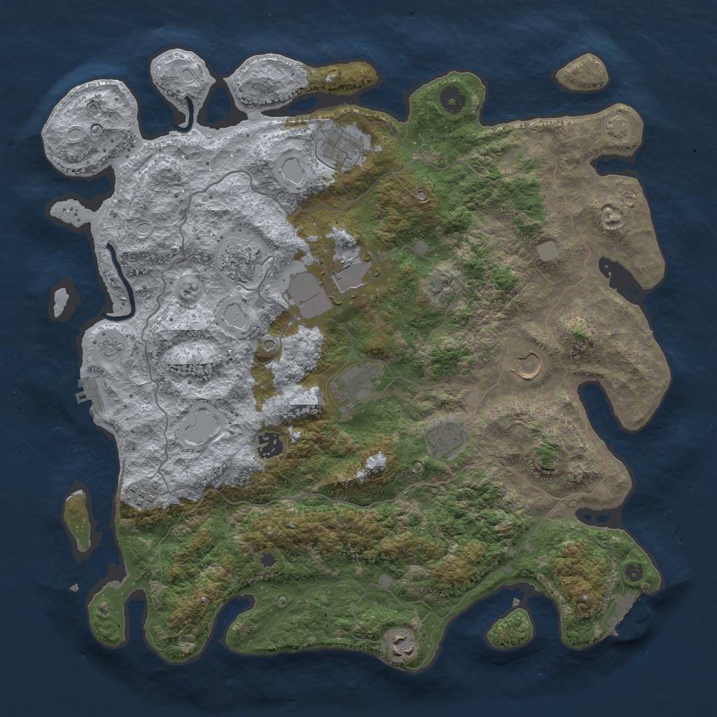 Rust Map: Procedural Map, Size: 4100, Seed: 45996780, 17 Monuments