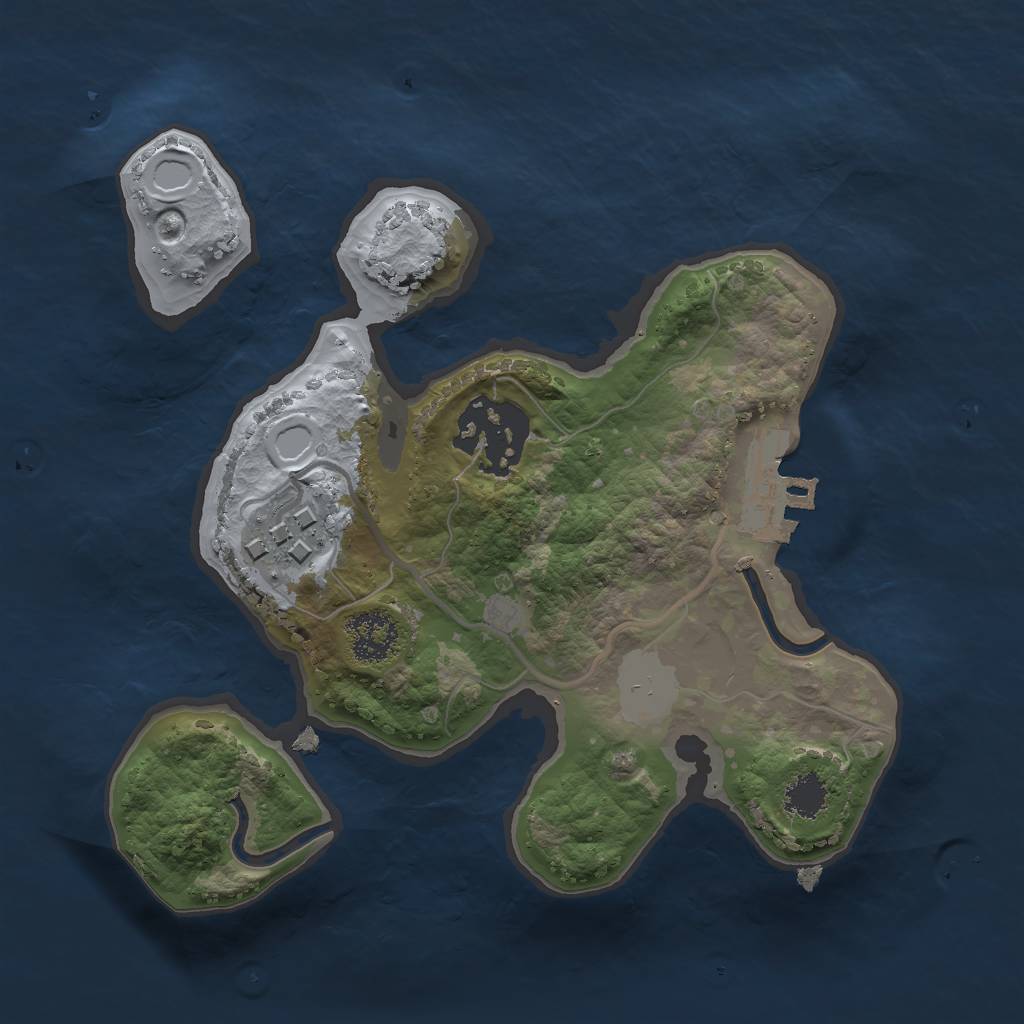 Rust Map: Procedural Map, Size: 2000, Seed: 1231484513, 6 Monuments