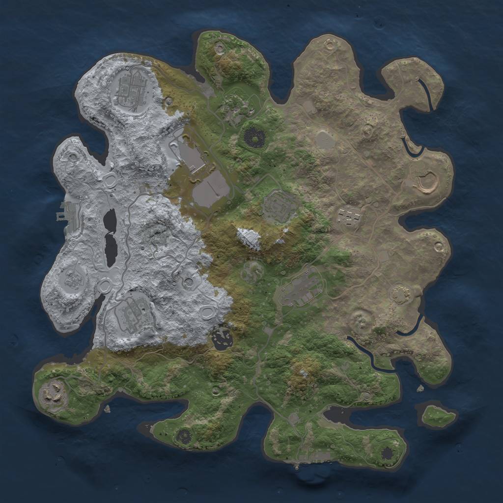 Rust Map: Procedural Map, Size: 3500, Seed: 81083650, 18 Monuments