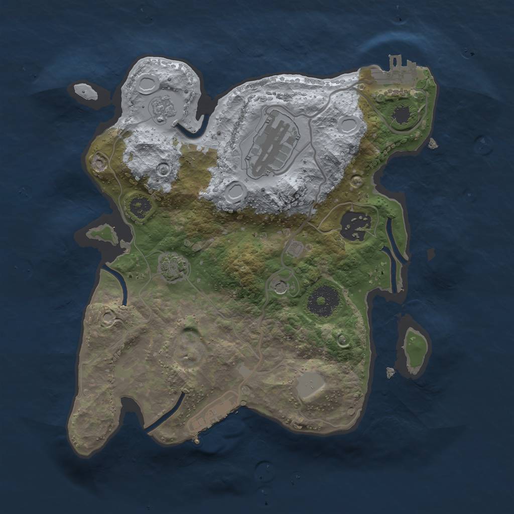 Rust Map: Procedural Map, Size: 2500, Seed: 59987116, 10 Monuments