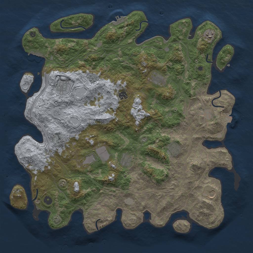 Rust Map: Procedural Map, Size: 4500, Seed: 343399448, 18 Monuments