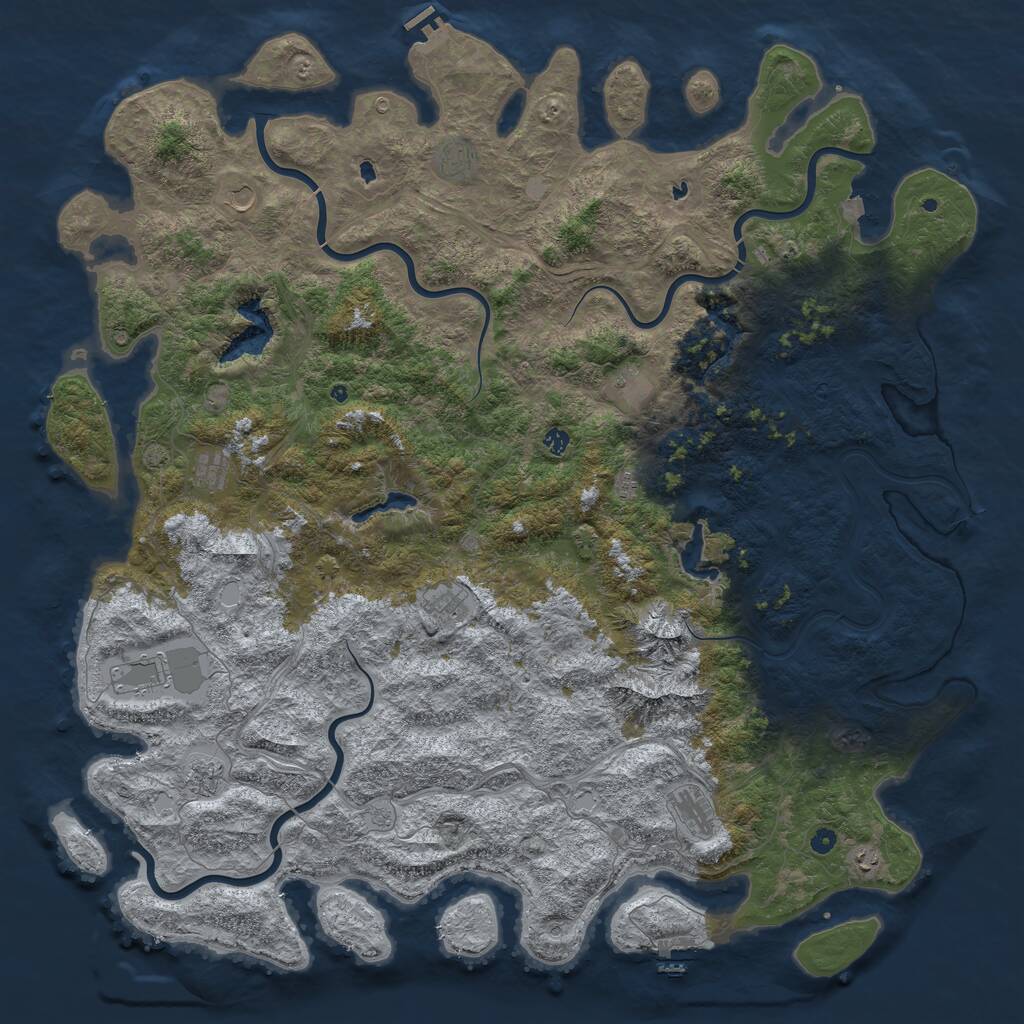Rust Map: Procedural Map, Size: 6000, Seed: 976518070, 17 Monuments