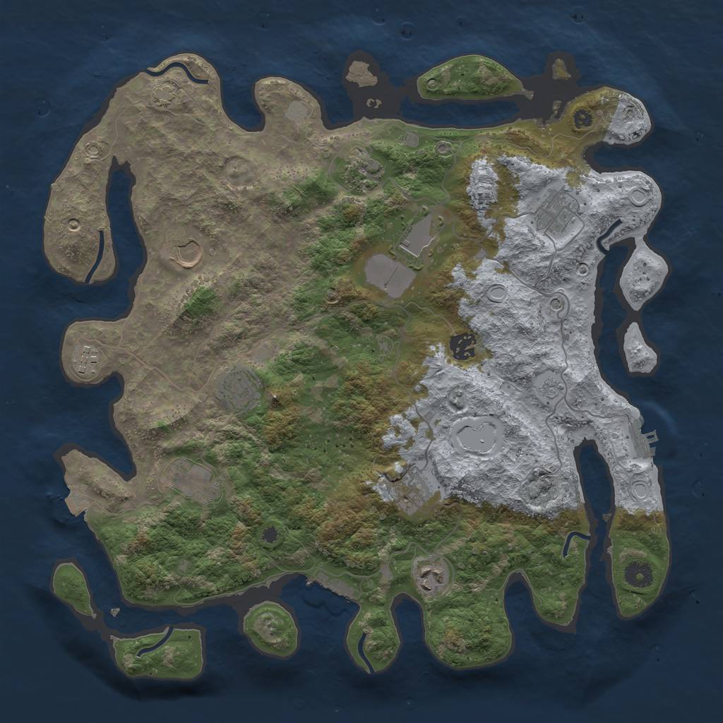 Rust Map: Procedural Map, Size: 3950, Seed: 71008171, 18 Monuments