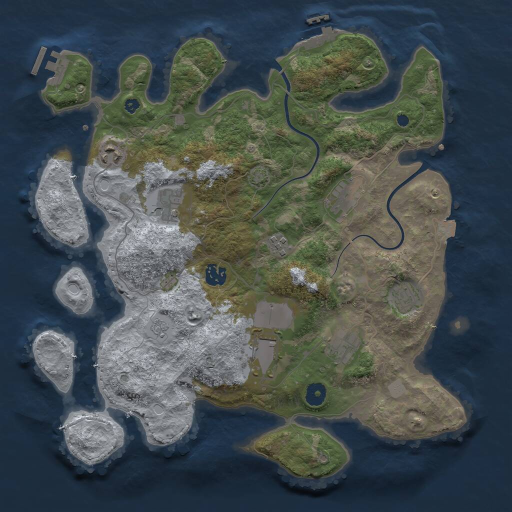 Rust Map: Procedural Map, Size: 3500, Seed: 863556008, 13 Monuments