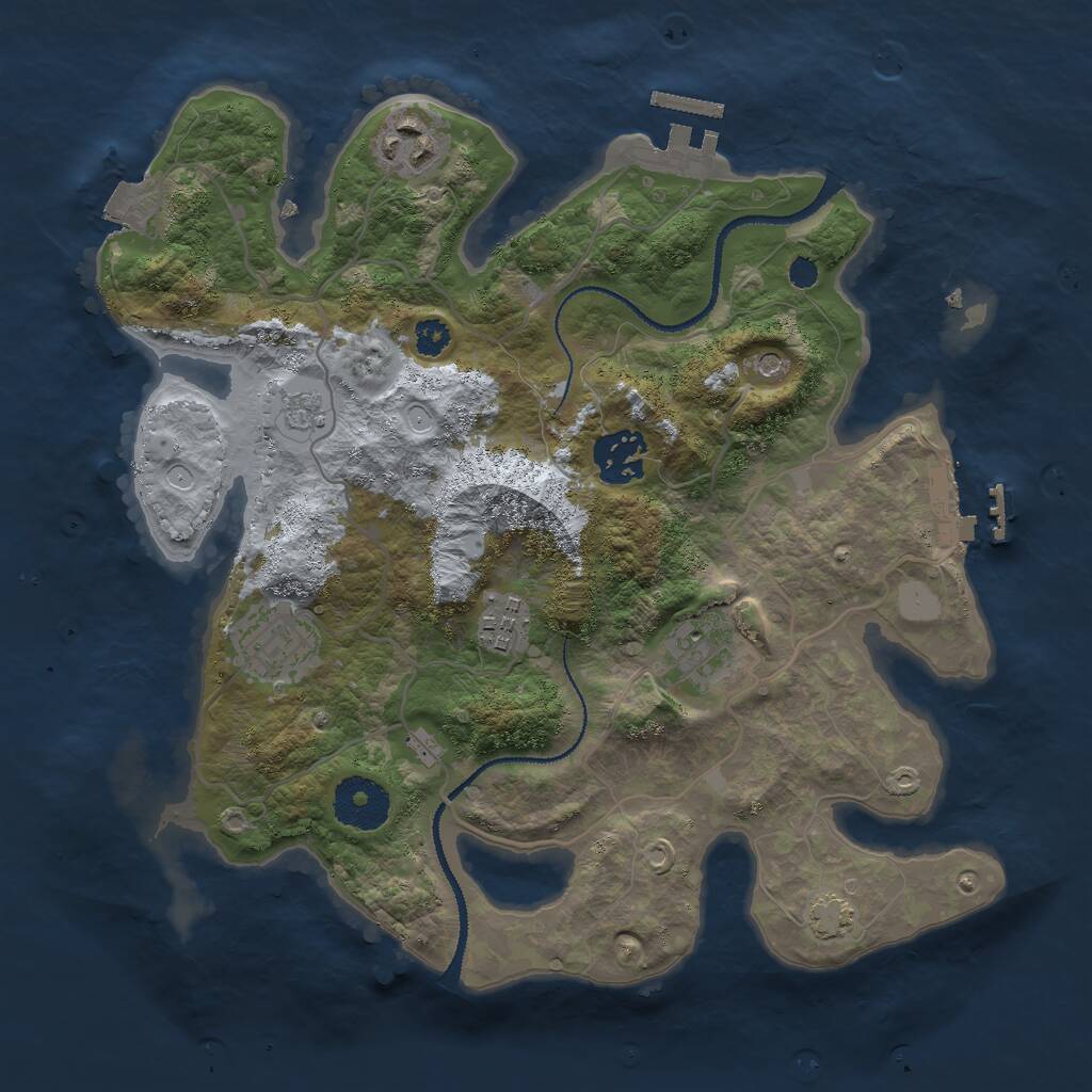 Rust Map: Procedural Map, Size: 3000, Seed: 263834873, 11 Monuments
