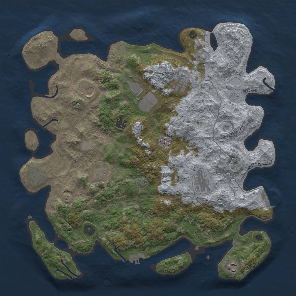 Rust Map: Procedural Map, Size: 4000, Seed: 1252464504, 17 Monuments