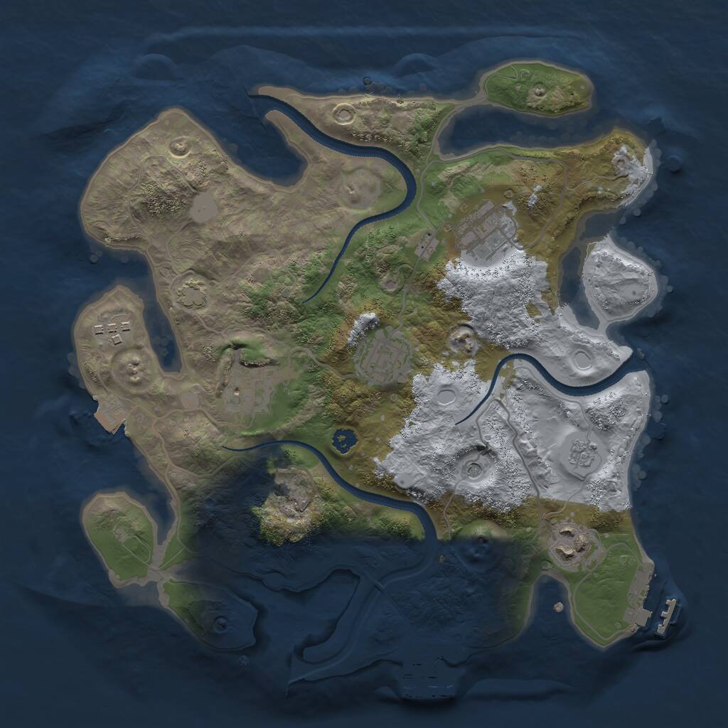 Rust Map: Procedural Map, Size: 3000, Seed: 456656383, 11 Monuments