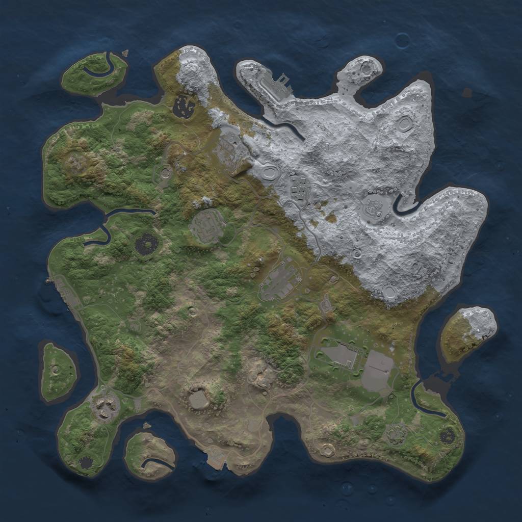 Rust Map: Procedural Map, Size: 3500, Seed: 387955654, 15 Monuments