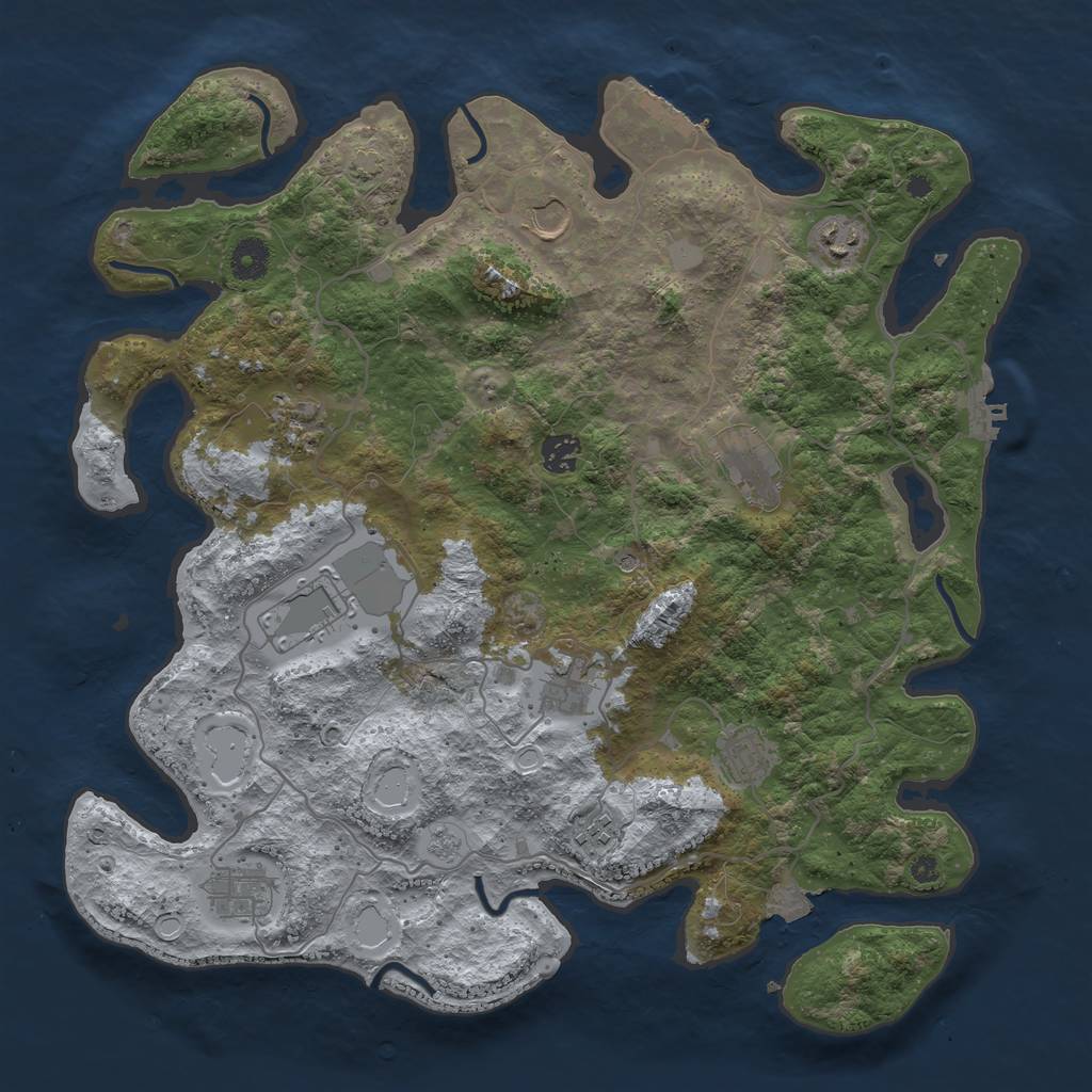 Rust Map: Procedural Map, Size: 4000, Seed: 261846269, 18 Monuments