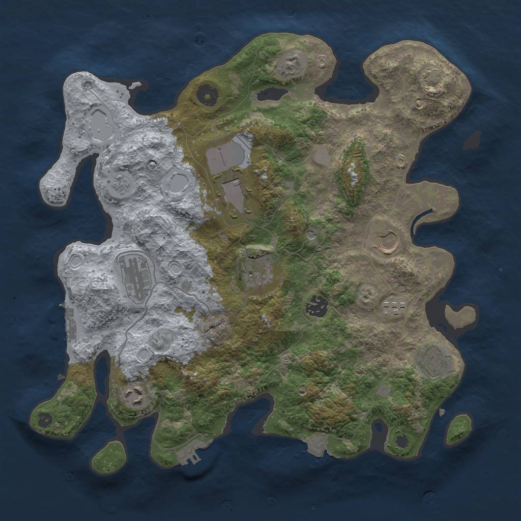 Rust Map: Procedural Map, Size: 3600, Seed: 26751739, 16 Monuments