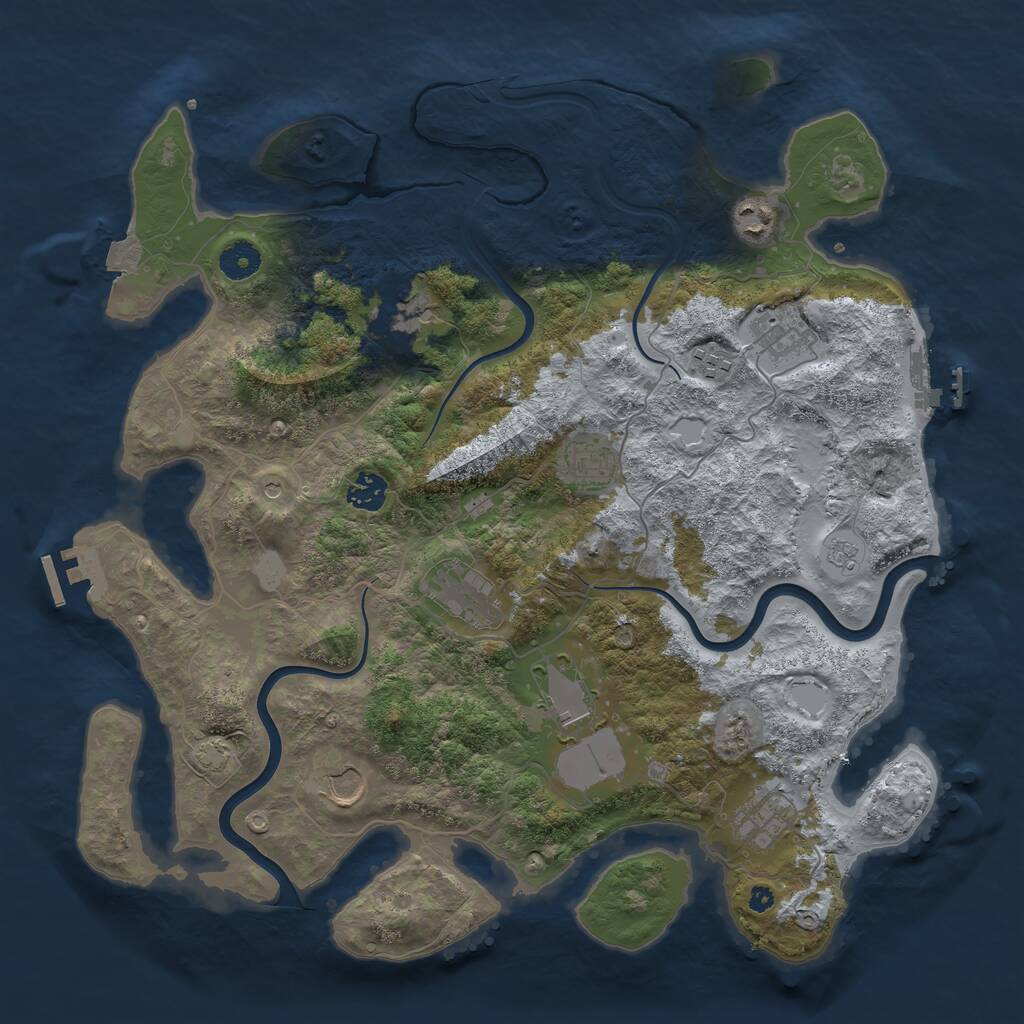 Rust Map: Procedural Map, Size: 3950, Seed: 45260363, 16 Monuments