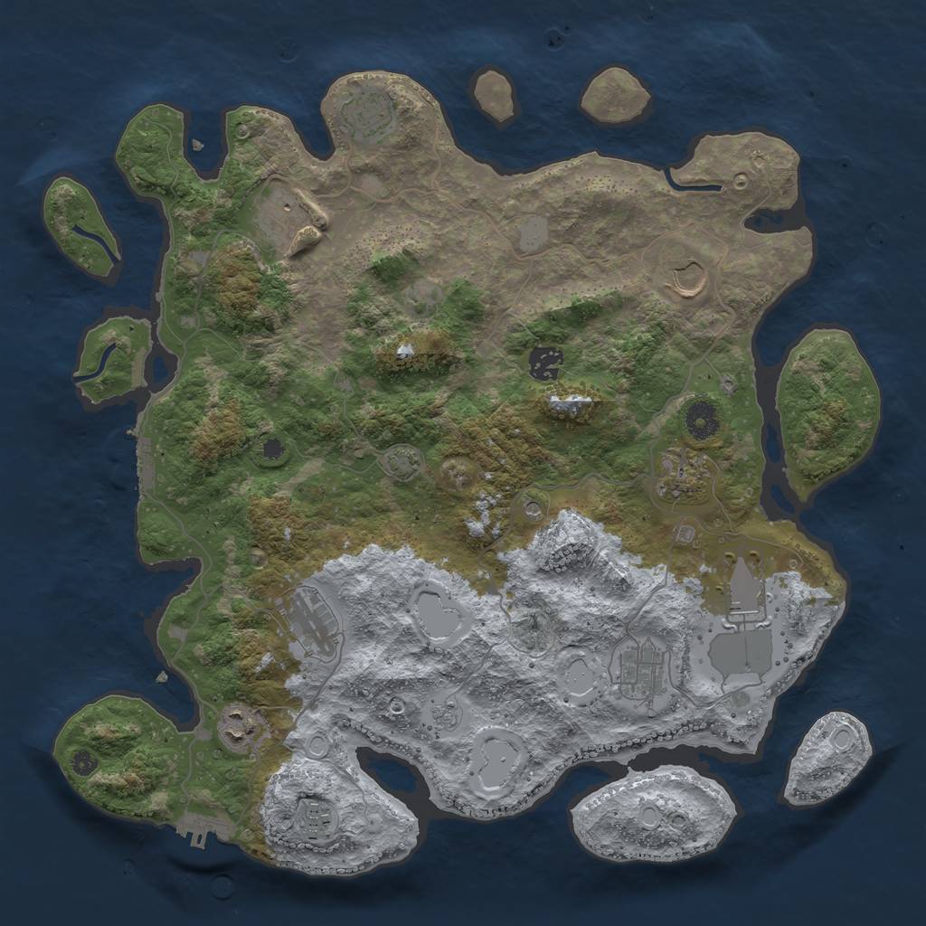 Rust Map: Procedural Map, Size: 3900, Seed: 546295259, 18 Monuments