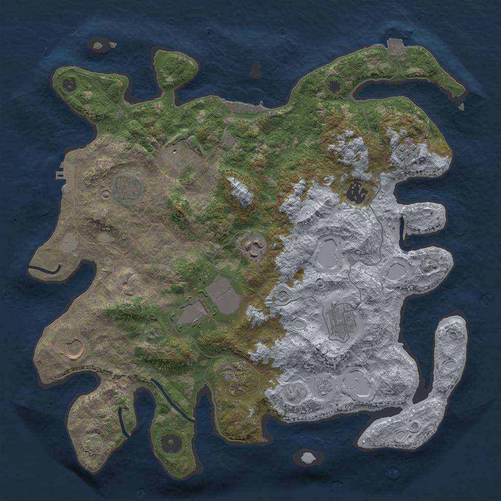 Rust Map: Procedural Map, Size: 3700, Seed: 986562888, 17 Monuments