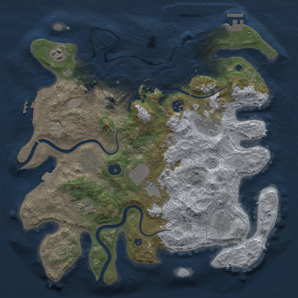 Rust Map: Procedural Map, Size: 3700, Seed: 986562888, 15 Monuments