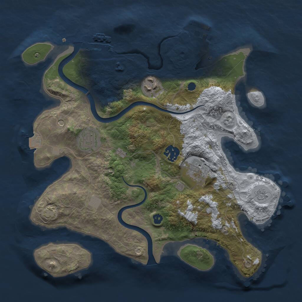 Rust Map: Procedural Map, Size: 3000, Seed: 28567, 10 Monuments