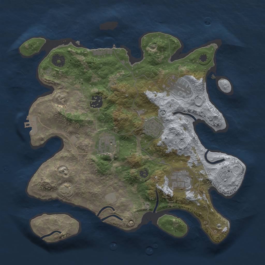 Rust Map: Procedural Map, Size: 3000, Seed: 28567, 12 Monuments
