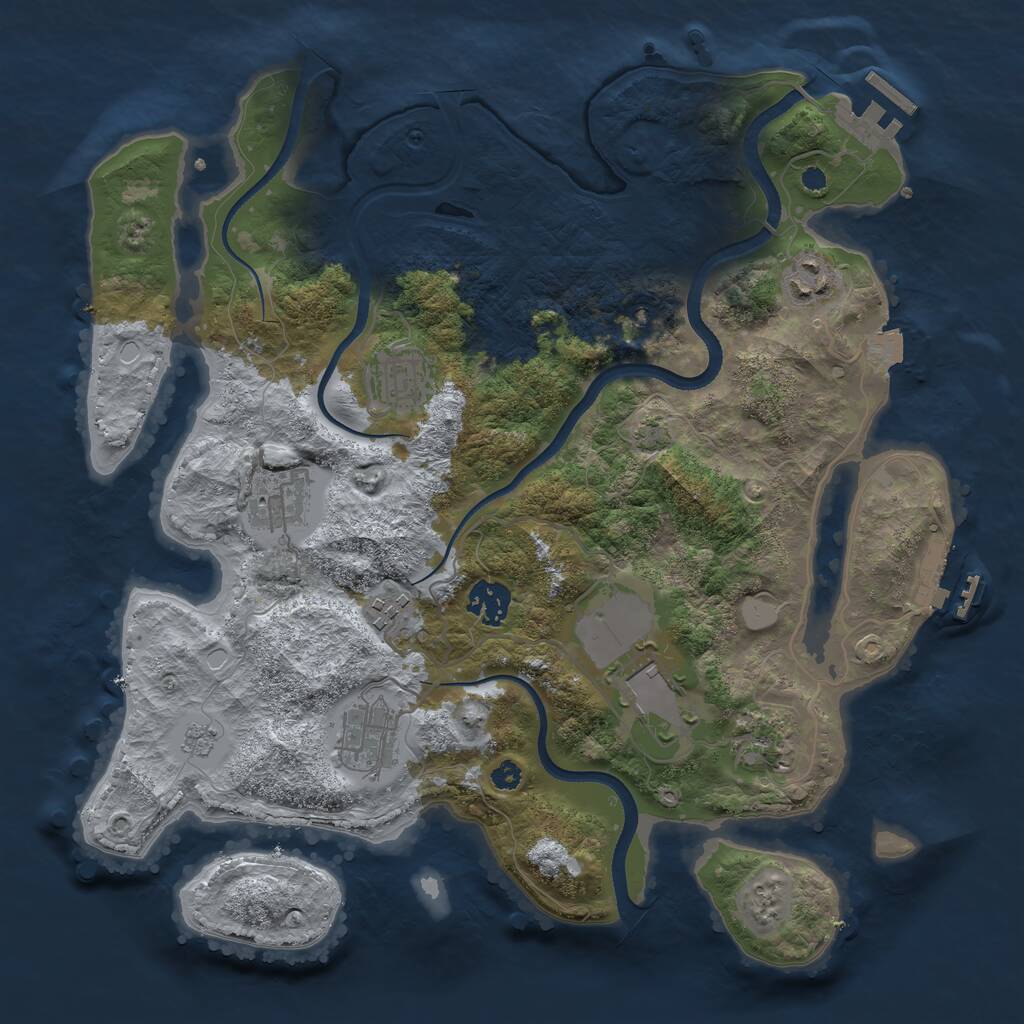 Rust Map: Procedural Map, Size: 3500, Seed: 5465325, 14 Monuments