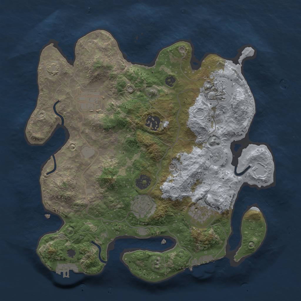 Rust Map: Procedural Map, Size: 3000, Seed: 1098803418, 13 Monuments
