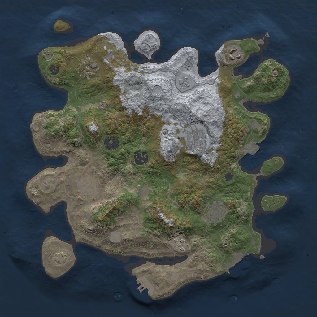 Rust Map: Procedural Map, Size: 3257, Seed: 1306947135, 14 Monuments
