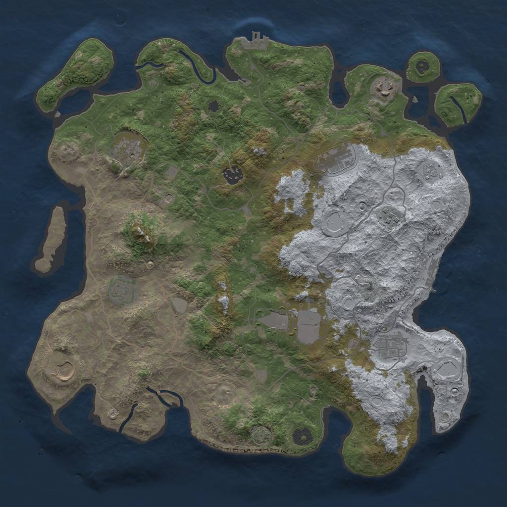 Rust Map: Procedural Map, Size: 4000, Seed: 9124, 17 Monuments