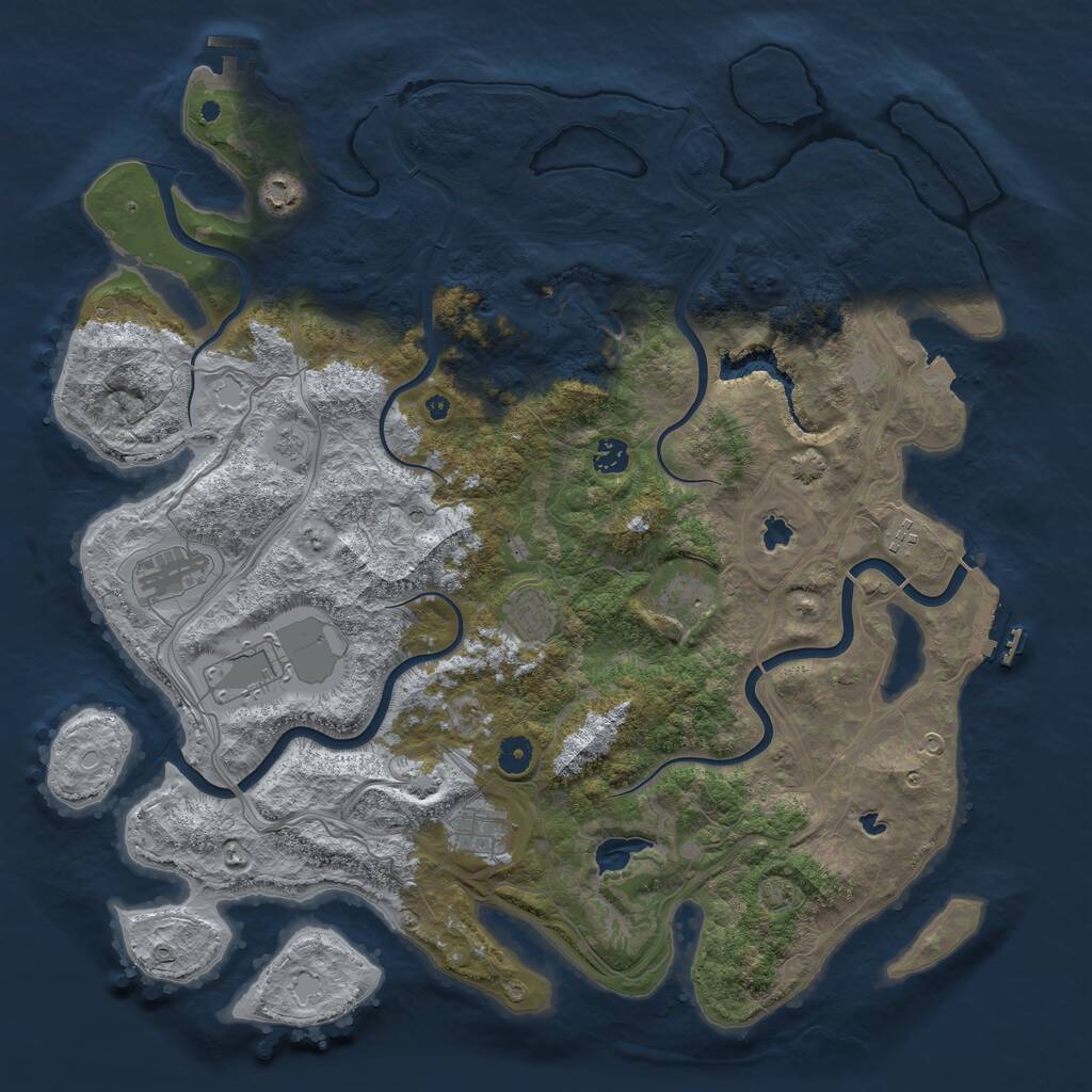 Rust Map: Procedural Map, Size: 4500, Seed: 1287253890, 14 Monuments