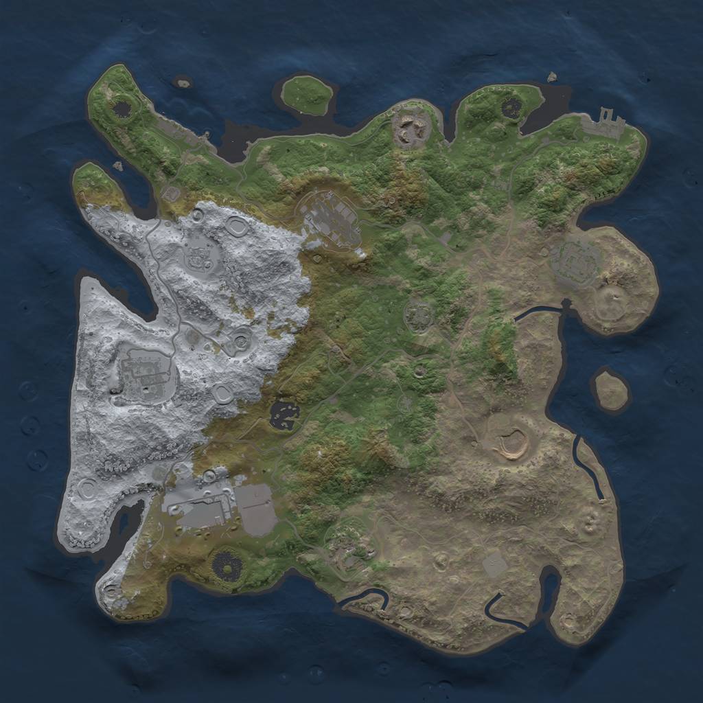 Rust Map: Procedural Map, Size: 3500, Seed: 1078070106, 16 Monuments