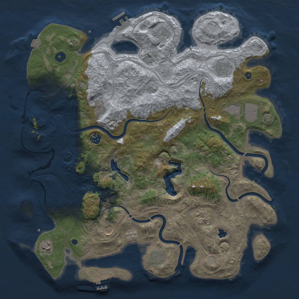 Rust Map: Procedural Map, Size: 4300, Seed: 19600691, 16 Monuments