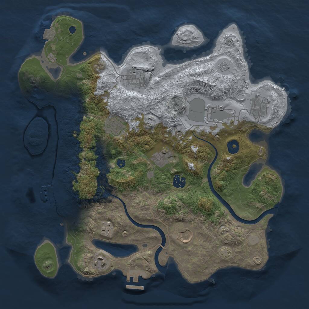 Rust Map: Procedural Map, Size: 3500, Seed: 443794658, 15 Monuments