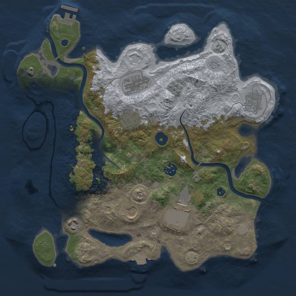Rust Map: Procedural Map, Size: 3500, Seed: 443794658, 13 Monuments