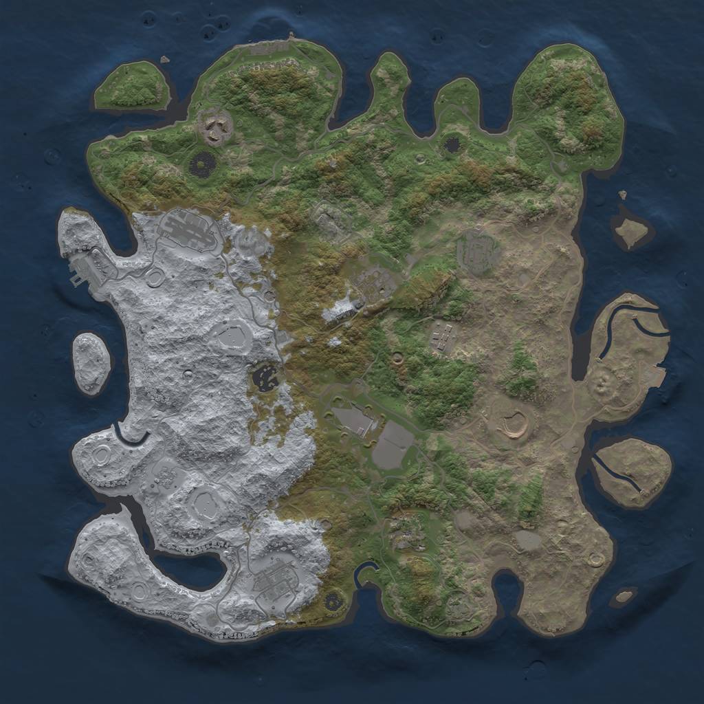 Rust Map: Procedural Map, Size: 4000, Seed: 972005042, 18 Monuments