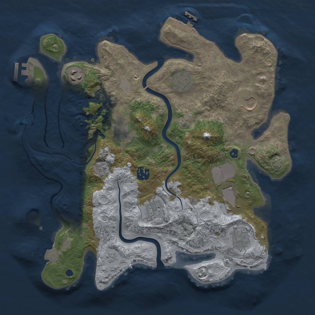 Rust Map: Procedural Map, Size: 3500, Seed: 648947266, 15 Monuments