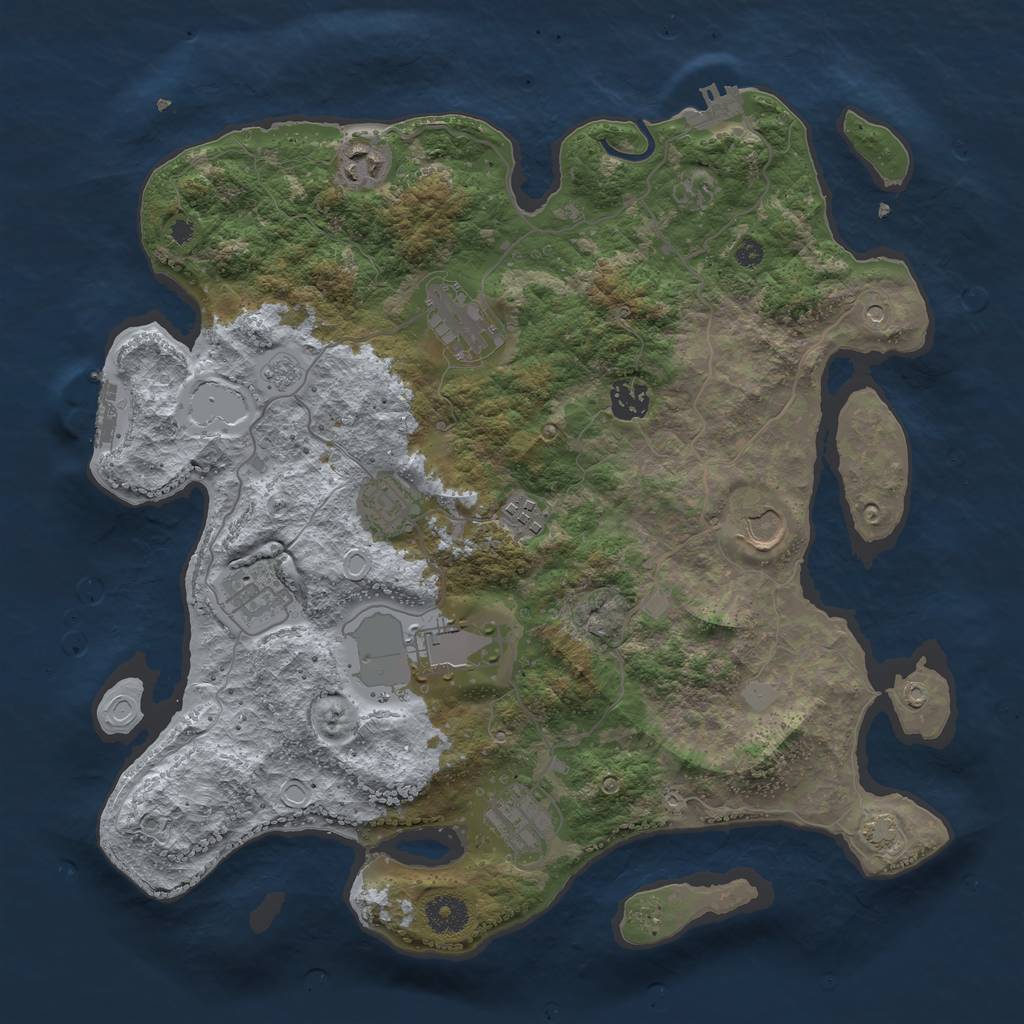 Rust Map: Procedural Map, Size: 3750, Seed: 934973842, 17 Monuments