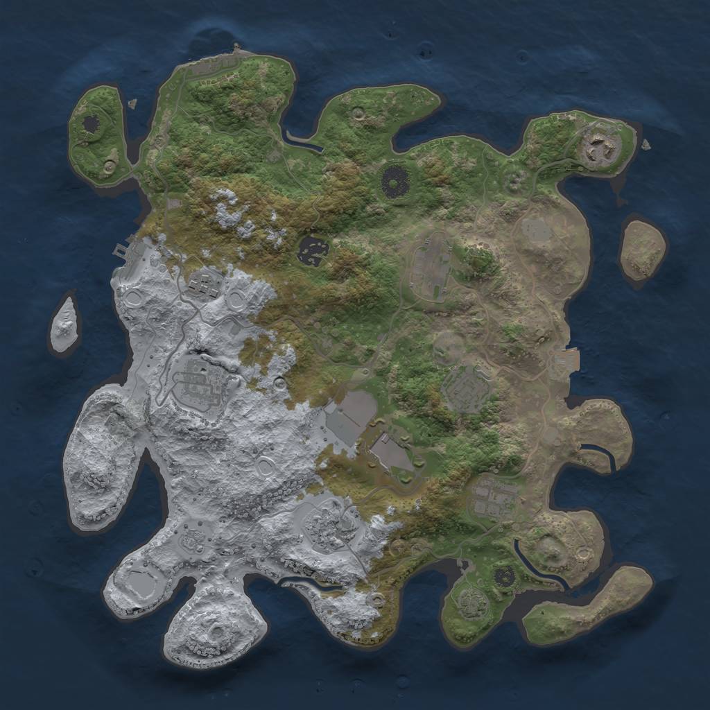 Rust Map: Procedural Map, Size: 3500, Seed: 1037060537, 16 Monuments