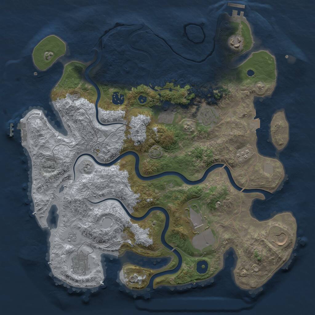 Rust Map: Procedural Map, Size: 3700, Seed: 39252444, 14 Monuments
