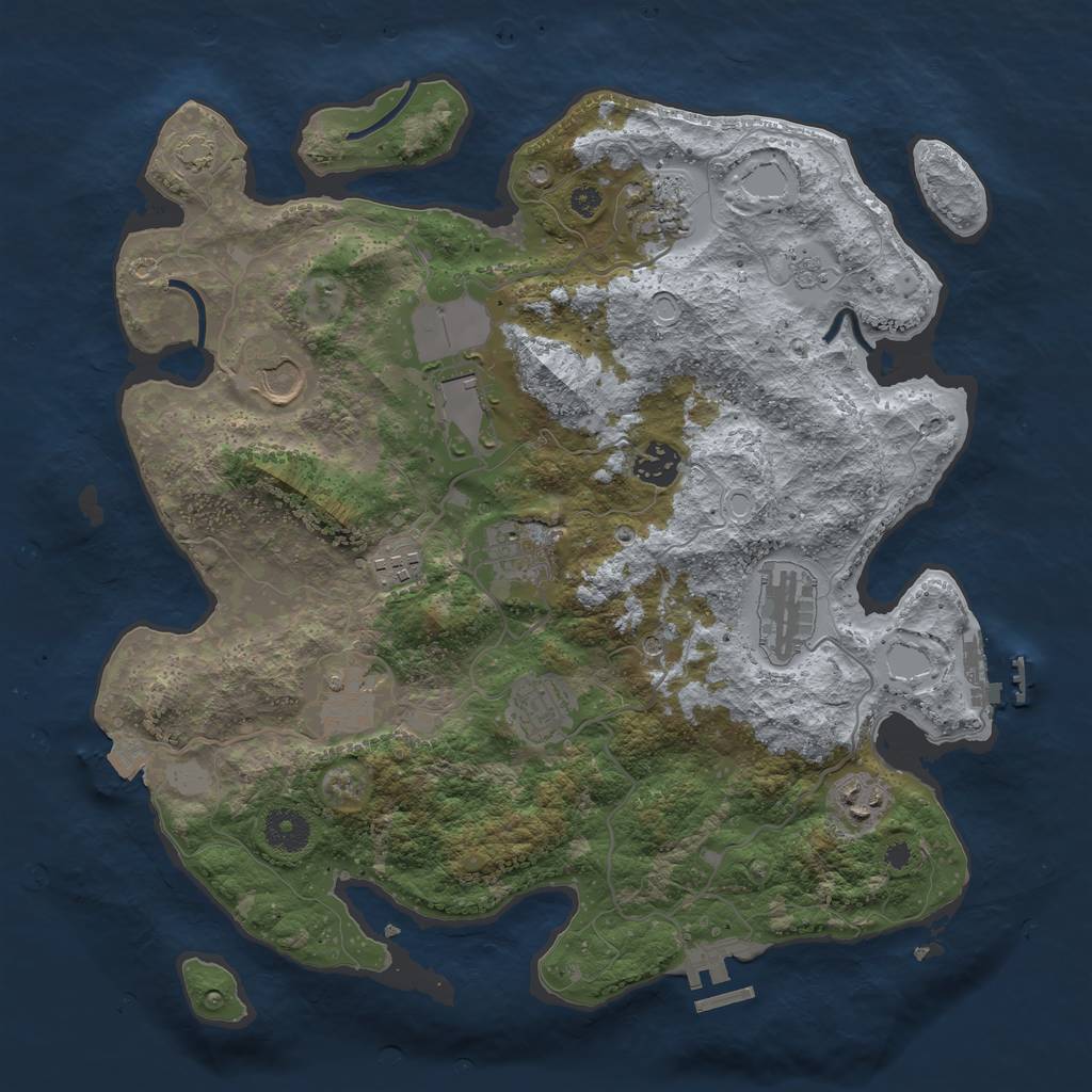 Rust Map: Procedural Map, Size: 3650, Seed: 78924319, 18 Monuments