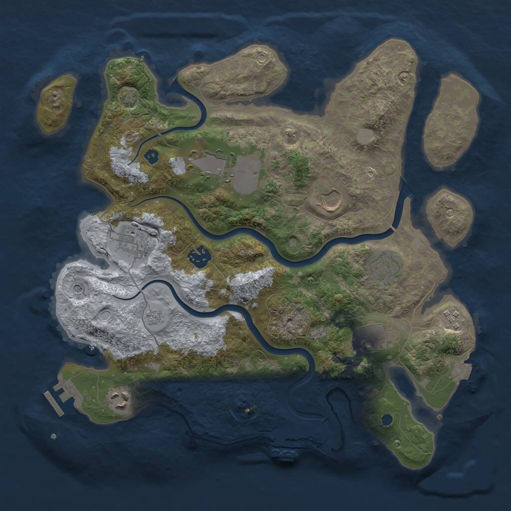 Rust Map: Procedural Map, Size: 3600, Seed: 77407639, 14 Monuments