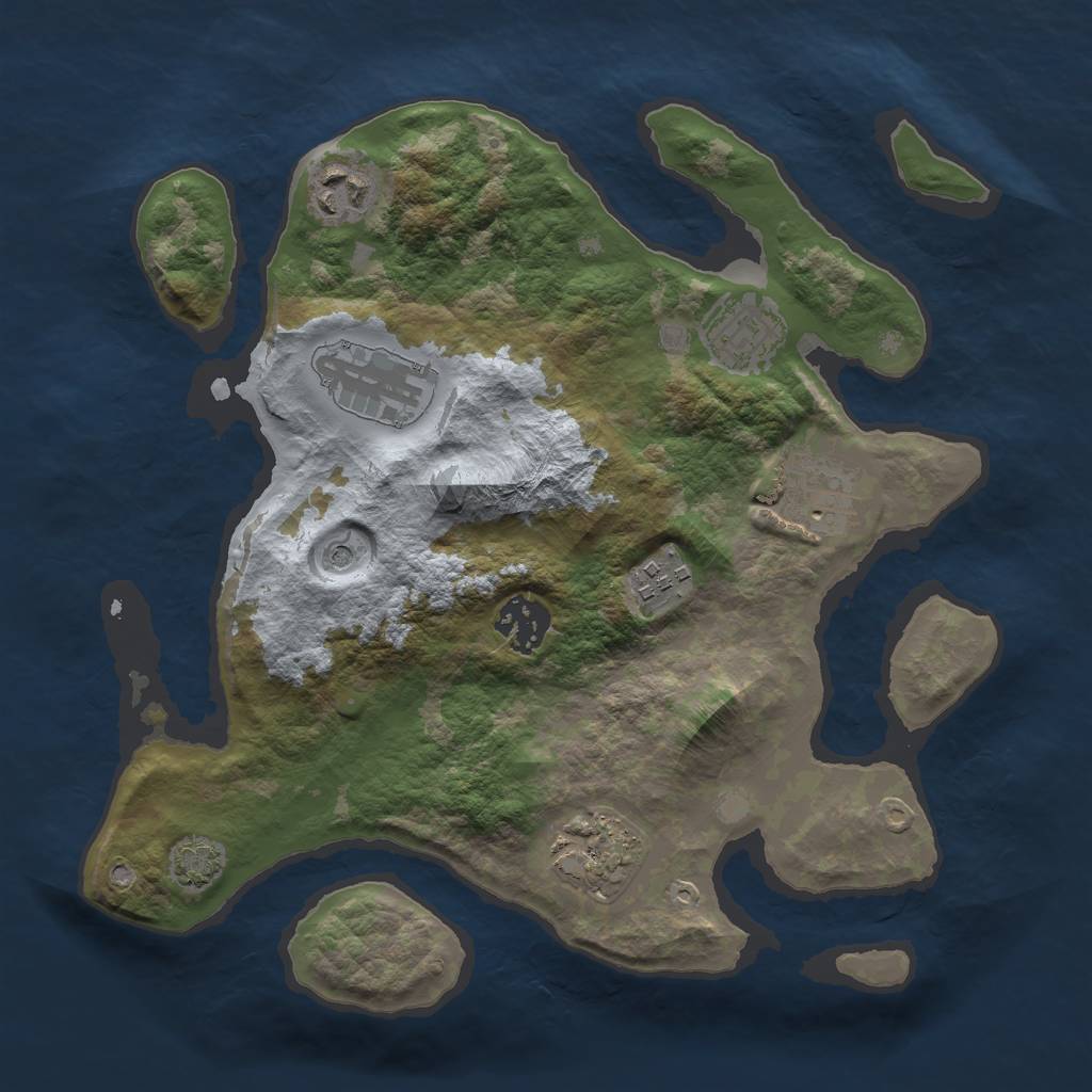 Rust Map: Barren, Size: 3000, Seed: 177920335, 11 Monuments