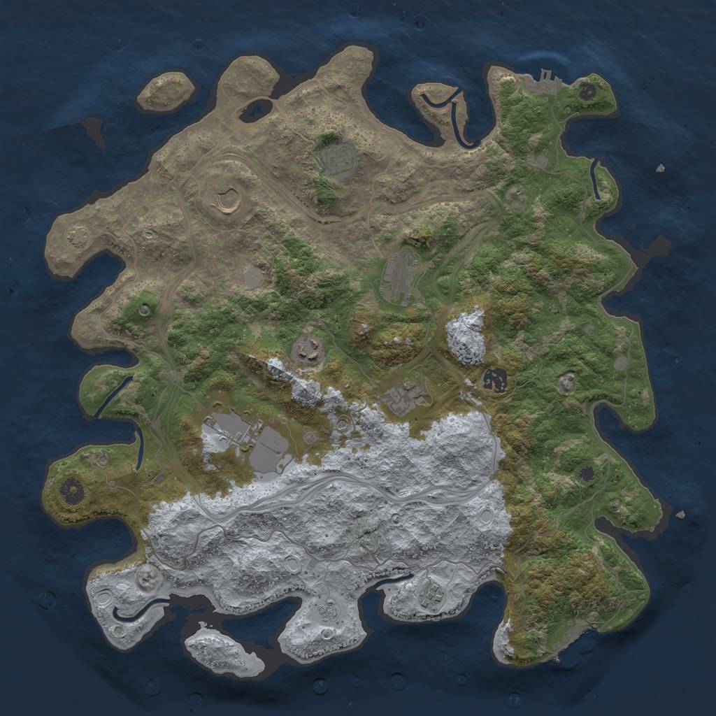 Rust Map: Procedural Map, Size: 4250, Seed: 57718844, 16 Monuments