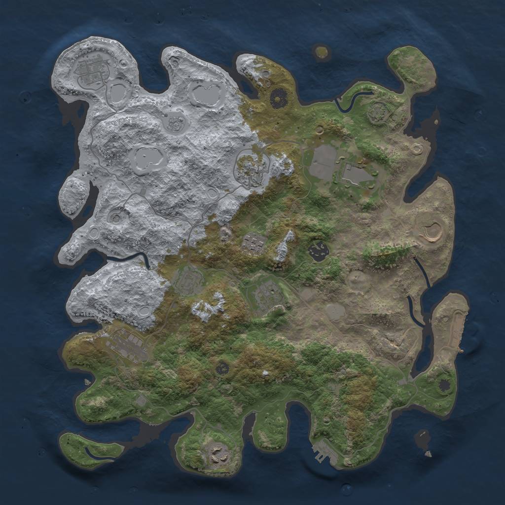 Rust Map: Procedural Map, Size: 3850, Seed: 77799000, 18 Monuments