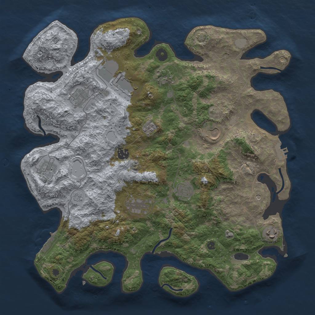 Rust Map: Procedural Map, Size: 3950, Seed: 34919037, 18 Monuments