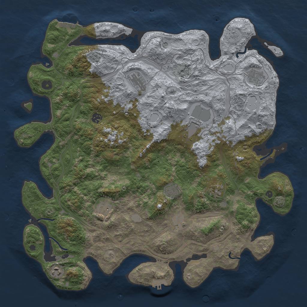 Rust Map: Procedural Map, Size: 4500, Seed: 16287324, 18 Monuments