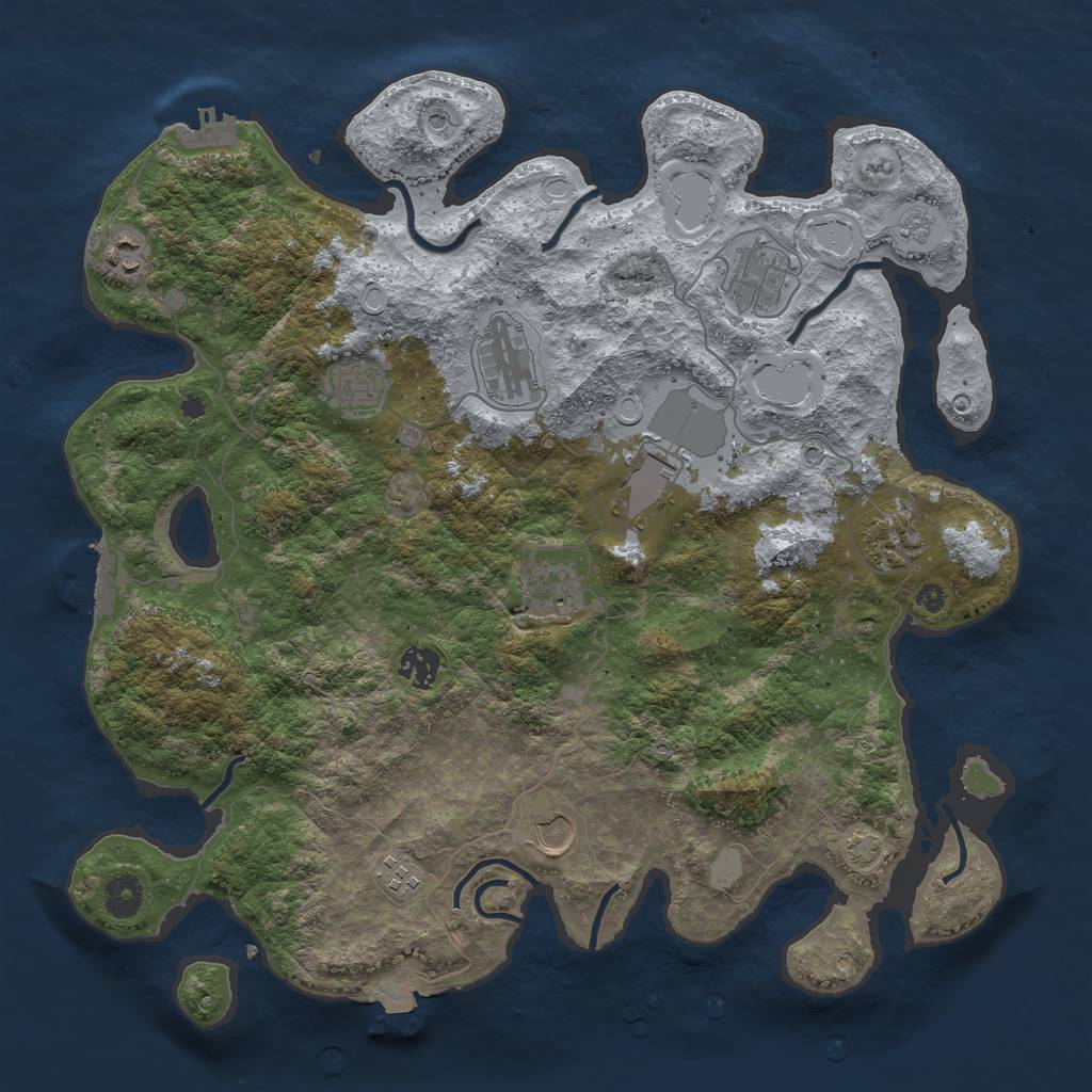 Rust Map: Procedural Map, Size: 3950, Seed: 6998532, 18 Monuments