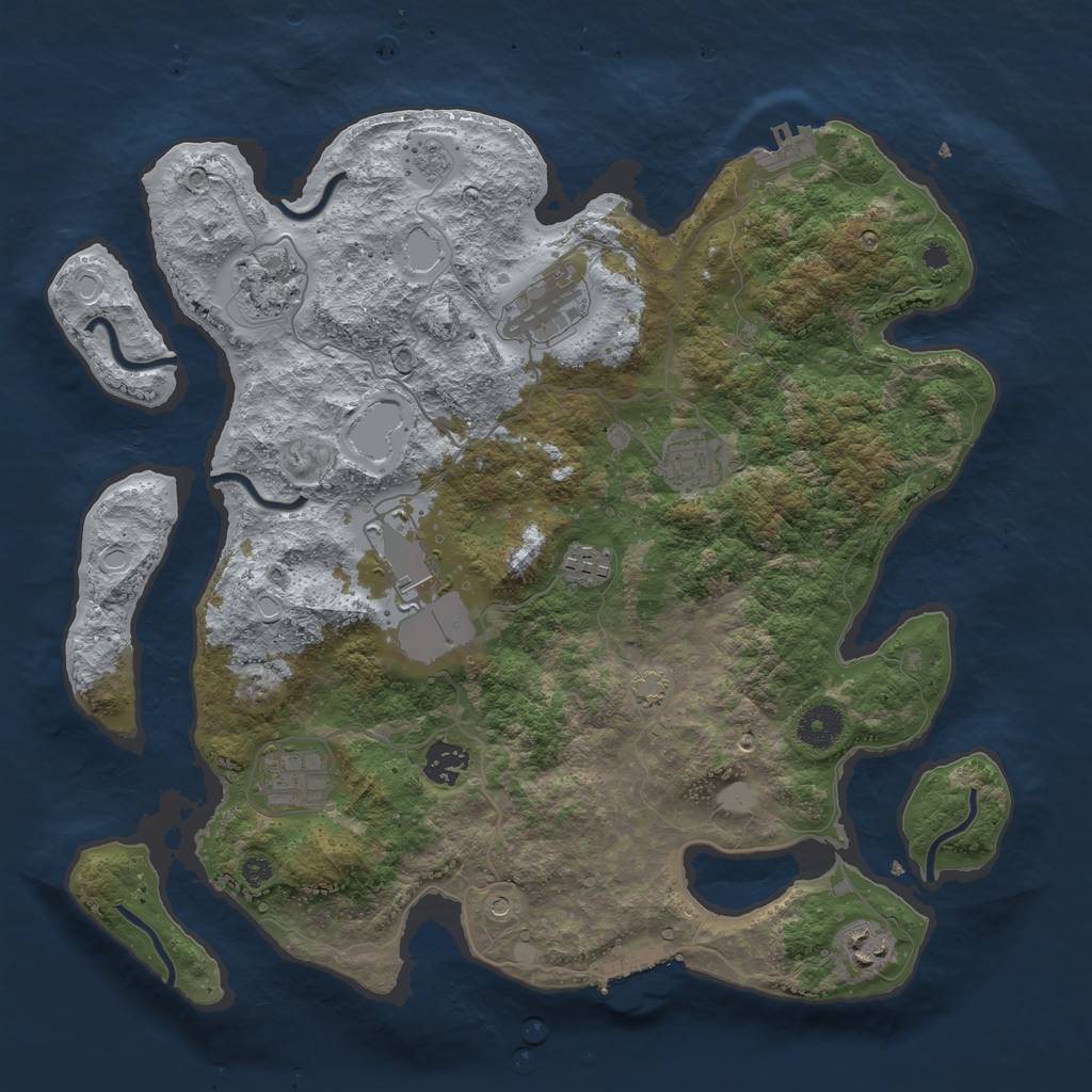 Rust Map: Procedural Map, Size: 3750, Seed: 13605930, 16 Monuments