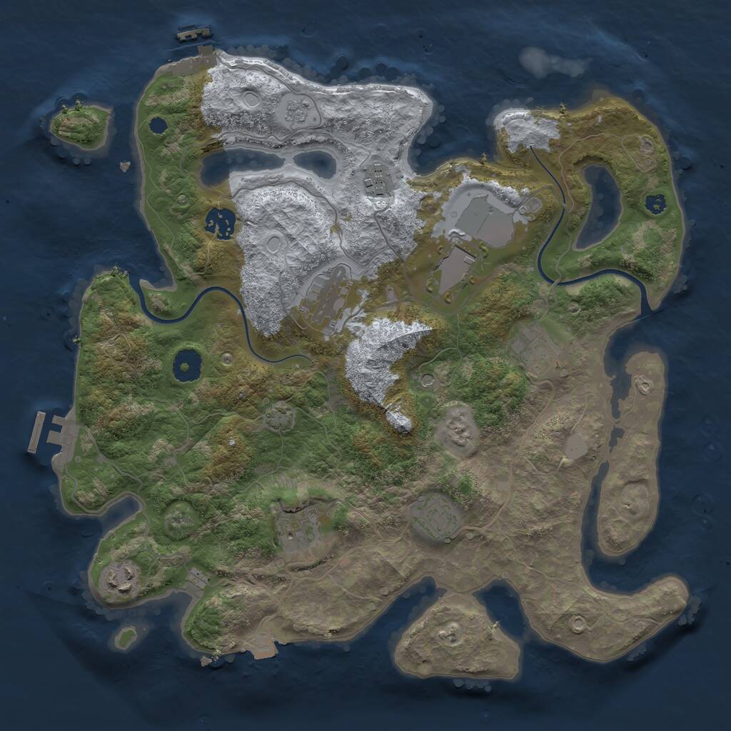 Rust Map: Procedural Map, Size: 3500, Seed: 2078214, 14 Monuments
