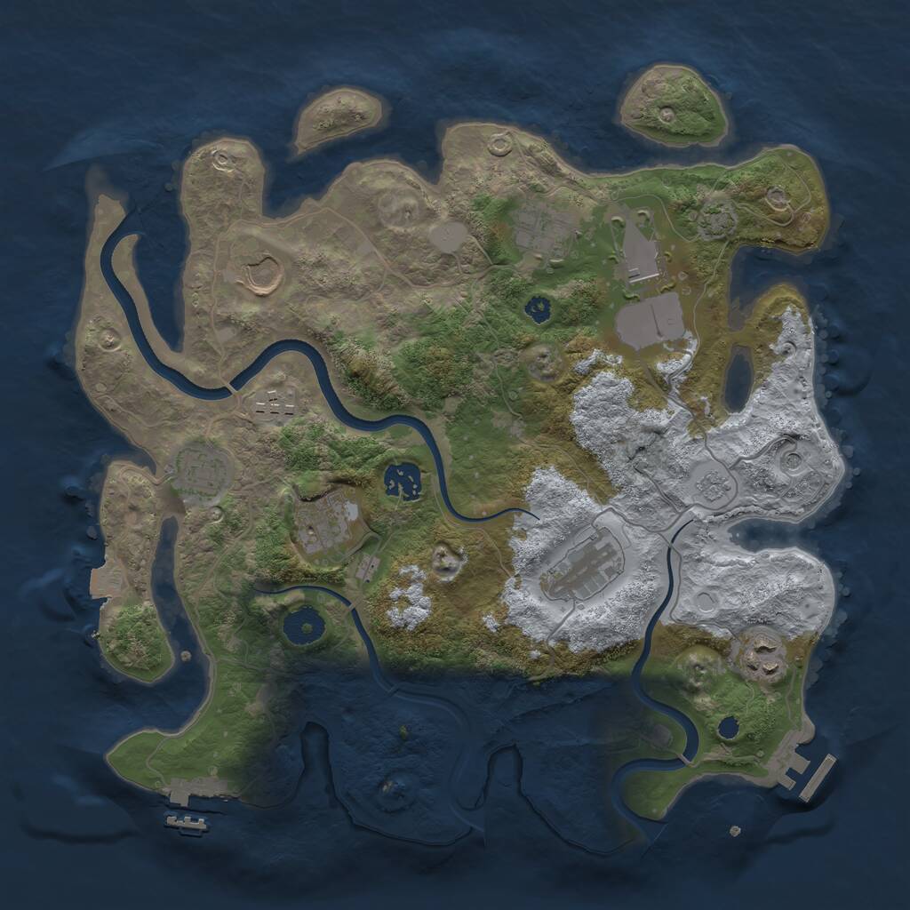 Rust Map: Procedural Map, Size: 3500, Seed: 201649644, 15 Monuments